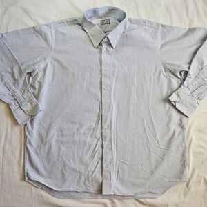 Corporate Image Mens White & Blue Pinstripe Long Sleeve Button Up Shirt Size XXL